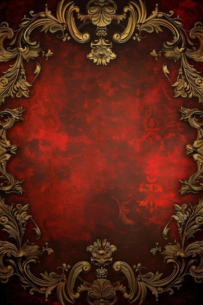 写真 red and gold background with gold frame
