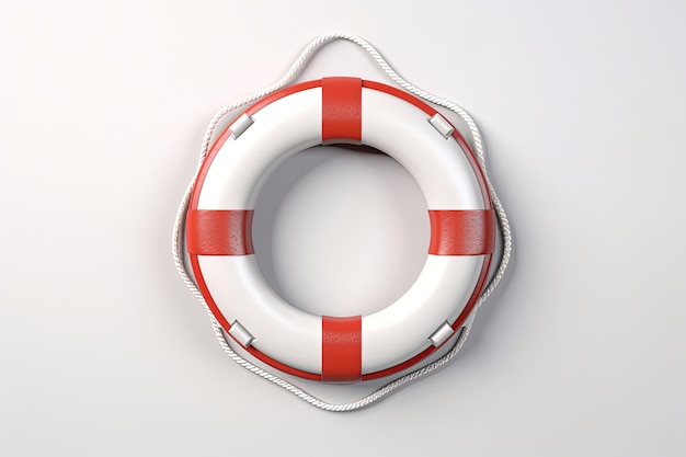 Фото Красный и белый спасательный круг иллюстрация белый фон генеративный ai