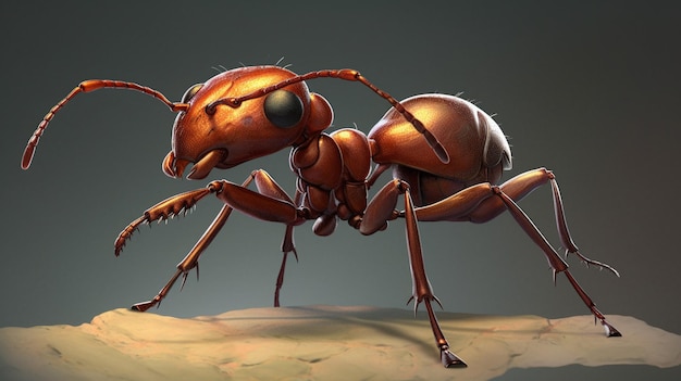 A red ant with a big nose and a big nose.