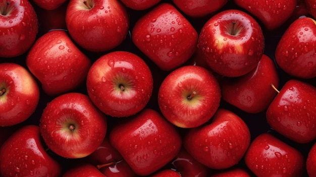 red apple background with water drop