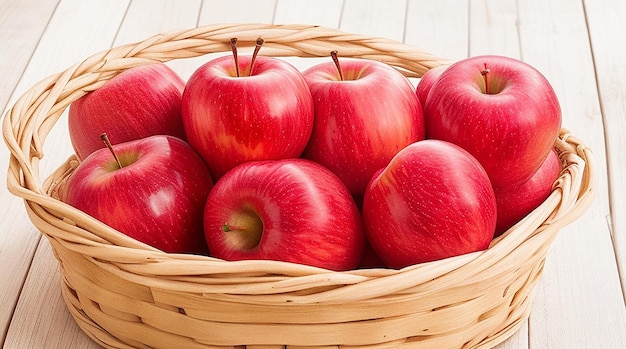 Red apple in basket