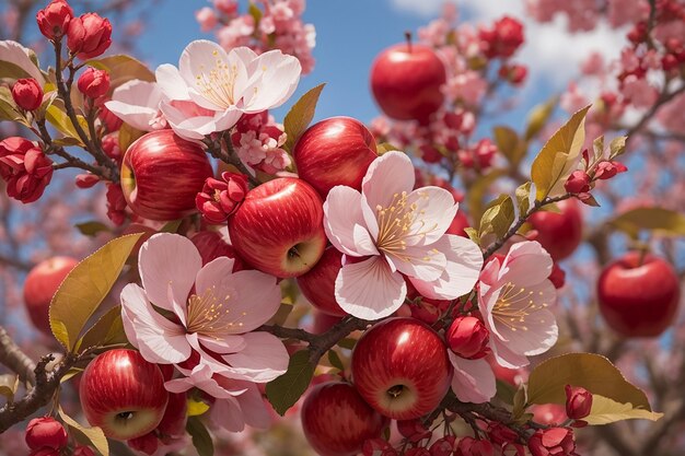 Photo red apple blossoms