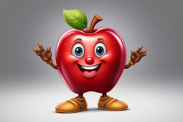 Photo red apple cartoon mascot