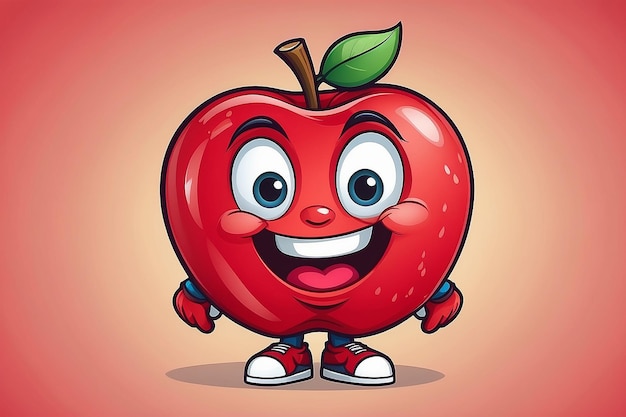 Red apple cartoon mascot