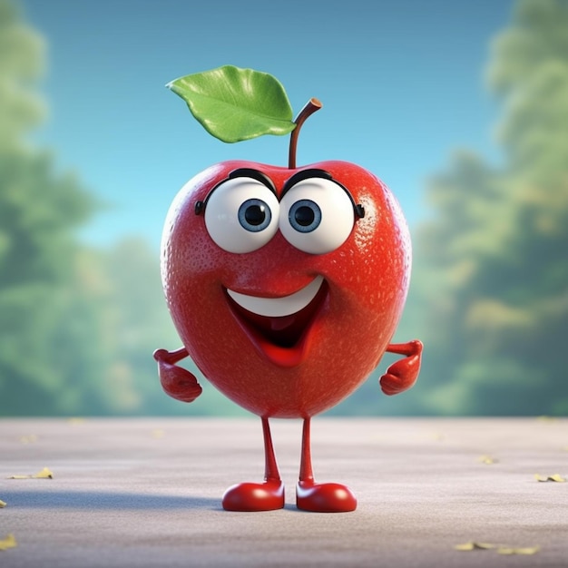 Red apple character cartoon