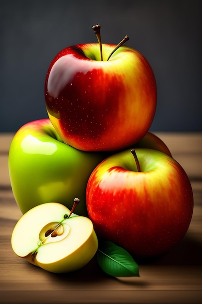 A red apple in a cut out apple