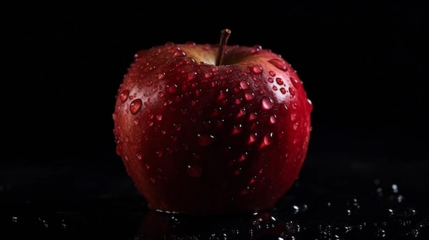 Red apple in a dark background