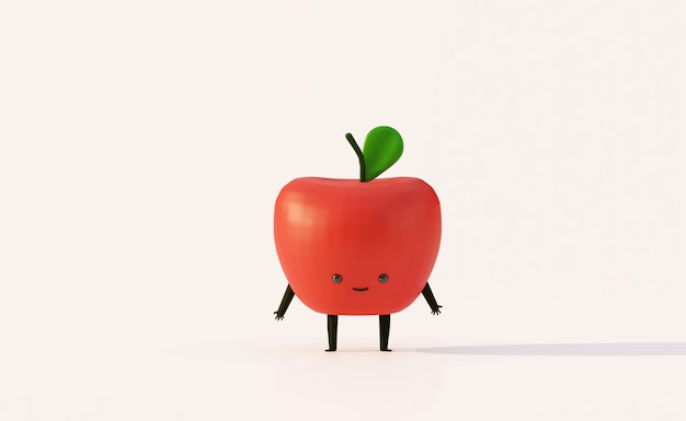 Red apple fruit funny cartoon style