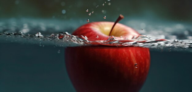 Photo a red apple is floating in the water.