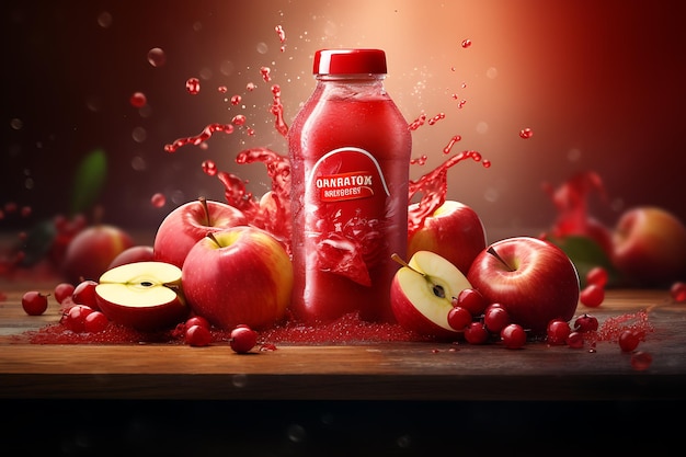 Red apple juice drink product ad