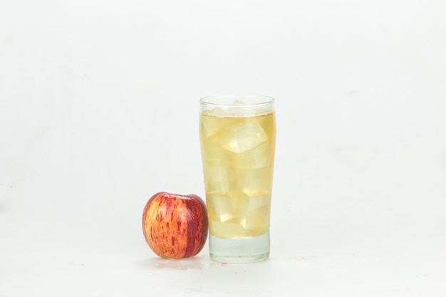 red apple  juice with  background isolated on white 