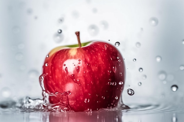 Red apple water splash photography generative ai