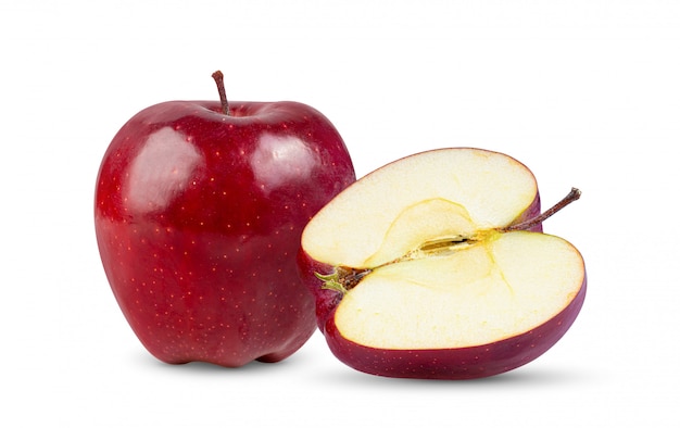 Red apple on white background