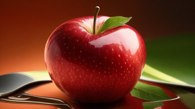 Photo a red apple with asthetic background