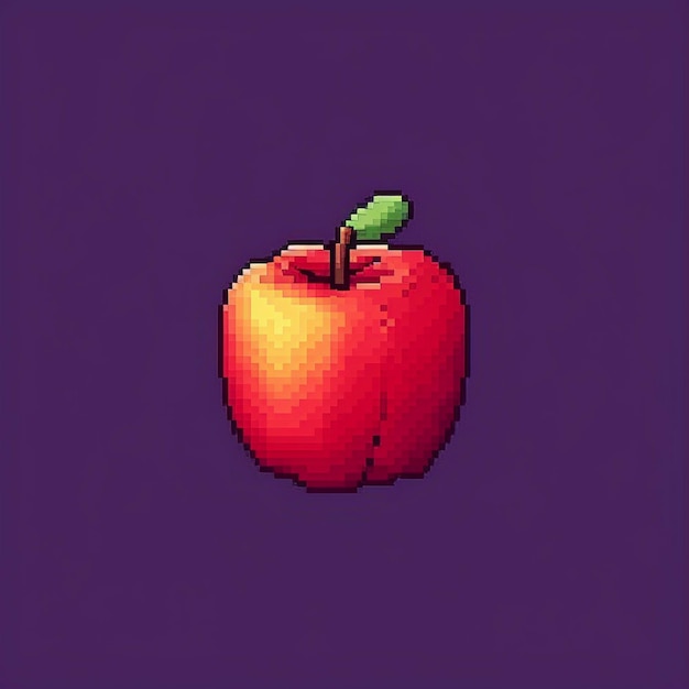 a red apple with a green leaf on it