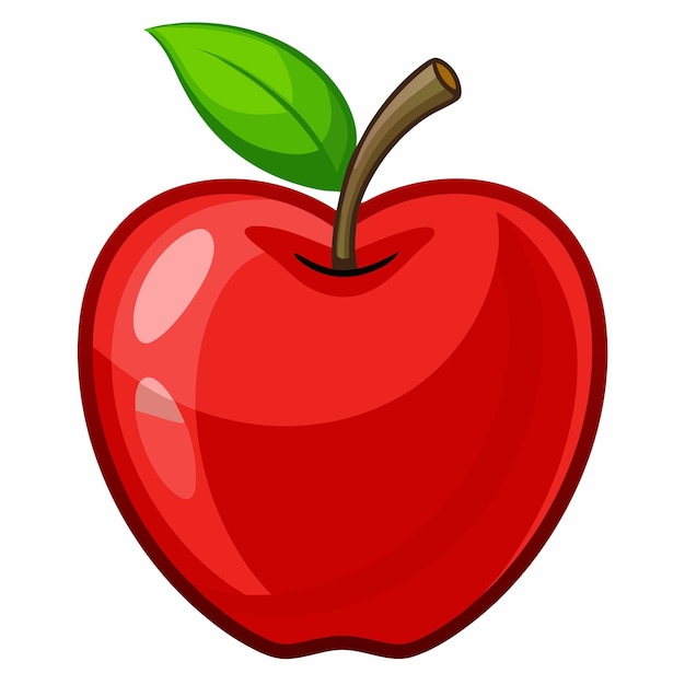 Photo a red apple with a green leaf on it