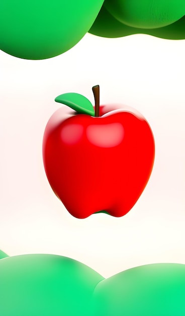 A red apple with a green leaf