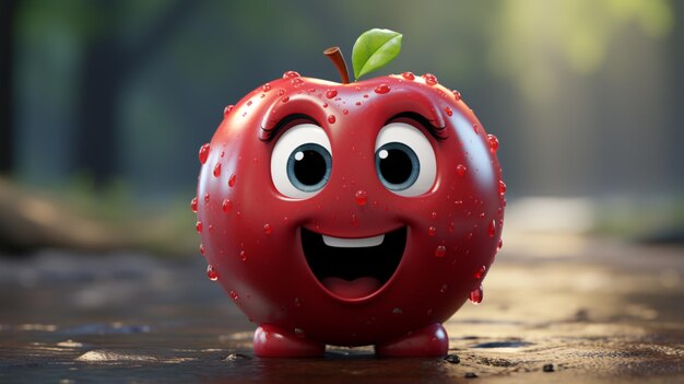 Red apple with happy face