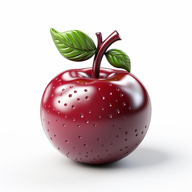 red apple with leaf