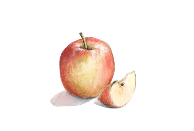 Red apple with a slice