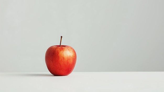 a red apple with a stem on it