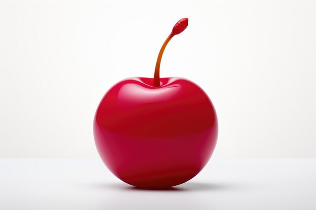 red apple with a stem sticking out of it