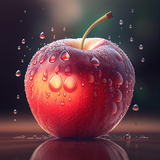 A red apple with water droplets on it