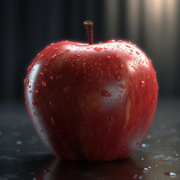 A red apple with water droplets on it