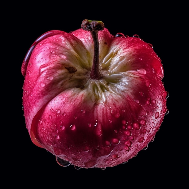 A red apple with water droplets on it