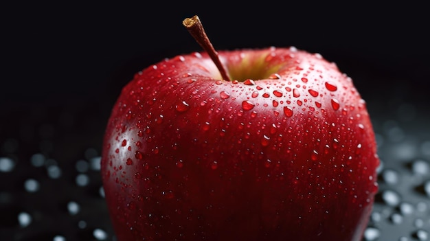 A red apple with water droplets on it