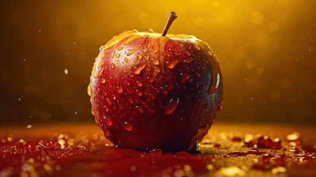 A red apple with water droplets on it