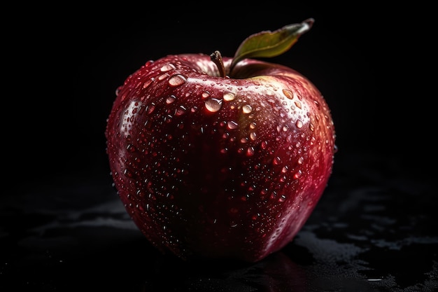 A red apple with water droplets on it