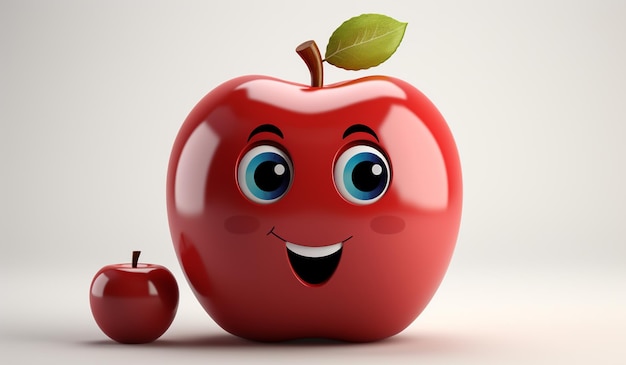 Red apple with water drops ai generated