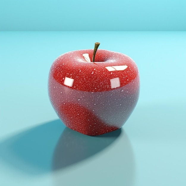 바닥에 흰 반점이 있는 빨간 사과.