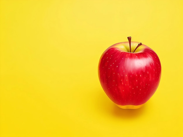 Red apple with the yellow and white background