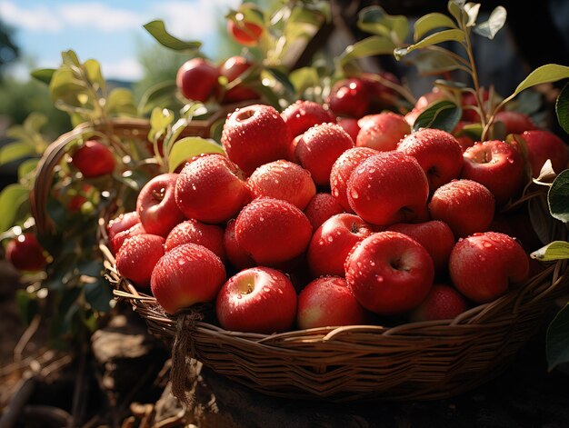 red apples in a basket Generative AI