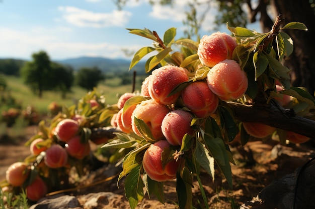 red apples on a branch of the tree