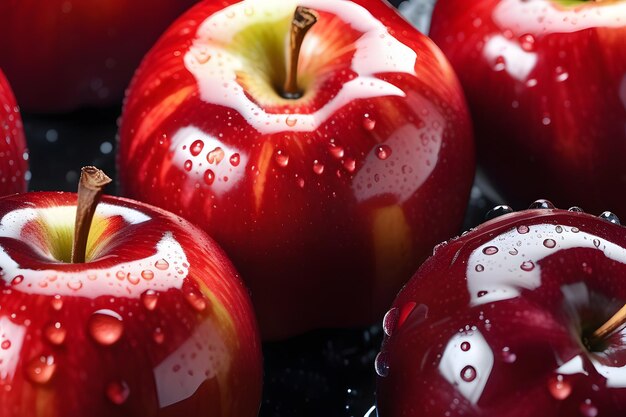 Foto mele rosse sotto la pioggia ia generativa