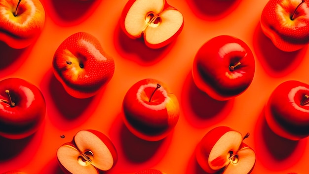 red apples on red background