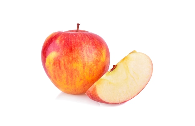 Red apples and slice of apple isolated on white