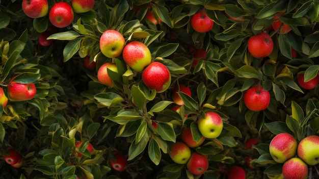 Red apples on the tree generative ai