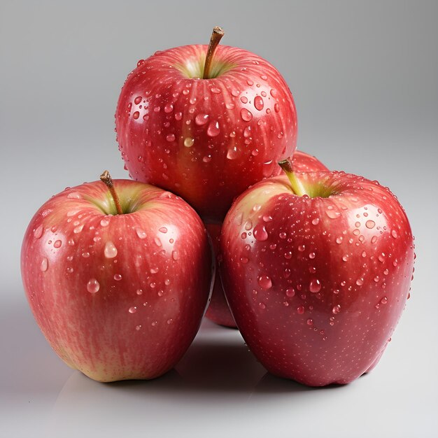 Red apples on white flat surface