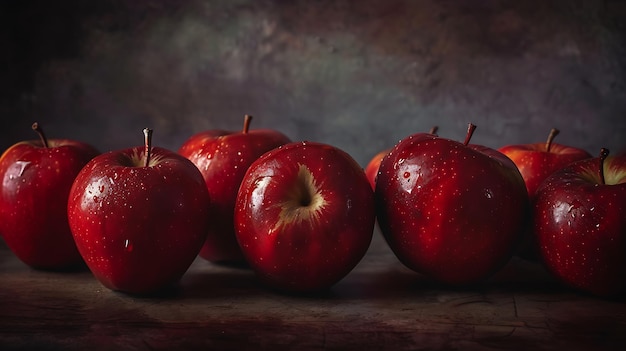 Photo red apples on a wooden table