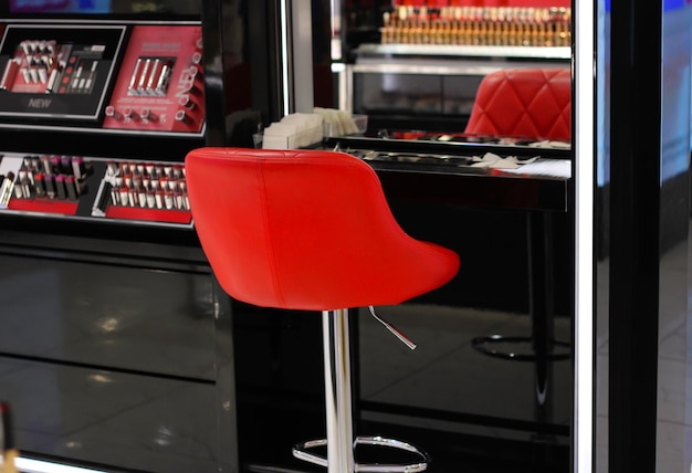 Red armchair by the mirror Place for makeup