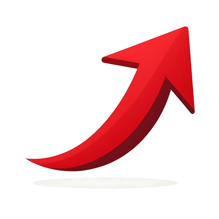 Red Arrow Pointing Upward Isolated on White Background