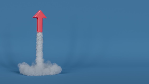 Photo red arrow rocketing to success path to achievement launched to new heights 3d render