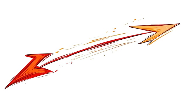 Photo a red arrow with orange lines on white background in the style of loose