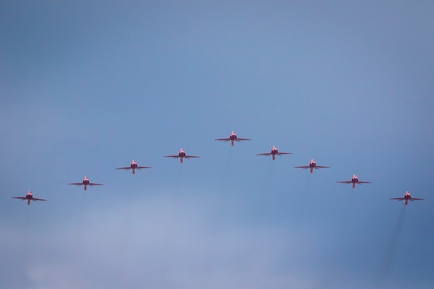 Red Arrows flypast over Hainault forrest towards Buckingham Palace