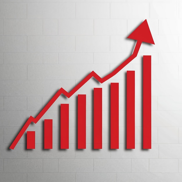 red arrows rising on the wall growth chart or graph investment