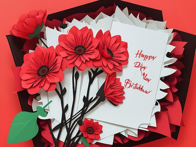Photo red background birthday cards ai generator
